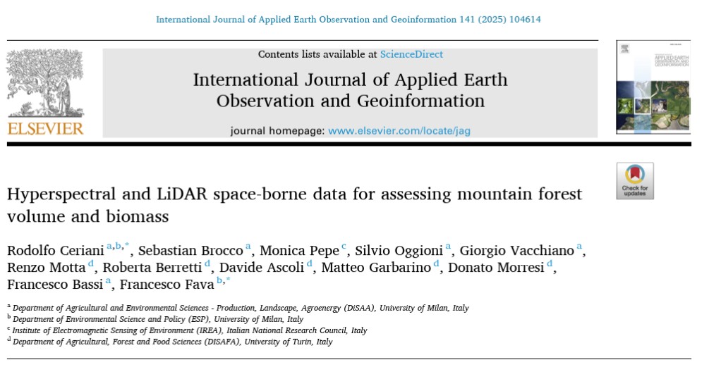Hyperspectral and LiDAR space-borne data for assessing mountain forest volume and biomass: link to the publication